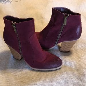 Burgundy Suede Booties